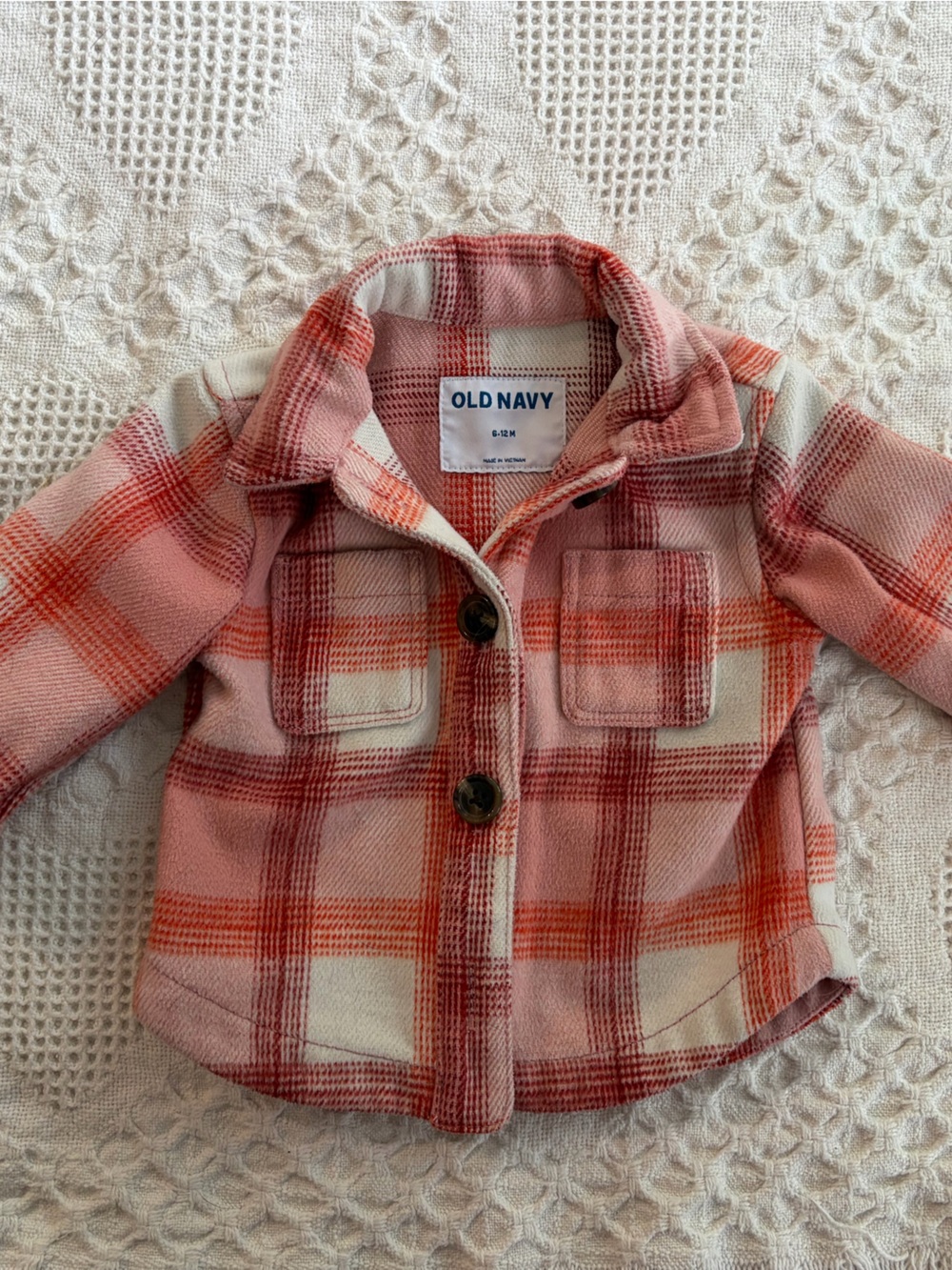 Infant Old Navy Pink & Orange Plaid Shacket